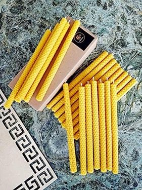 57858324442654099283959 20 Adet Dilek Mumu 21Cm Doğal Petek Mum Sarma El Yapımı Bal Mumu Mum Beeswax Candle Diğer