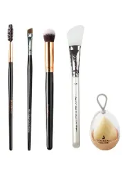 5li Makyaj Seti Makyaj süngeri Eyeliner Oval Yapılı Kapatıcı Silikon Maske Kaş Kirpik Tarama Fırçası