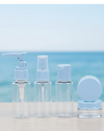 5’li Seyahat Dolum Şişe Seti 30 ml Şeffaf Taşıma Çantalı