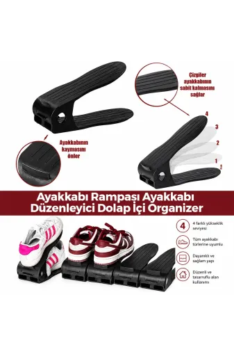 6 Adet Siyah Plastik Ayakkabı Rampası 12X25CM