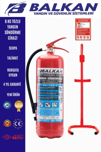 6 Kg Tozlu Yangın Söndürme Cihazı +Talimat+Sehpa