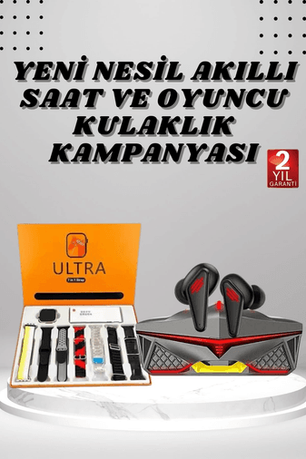 7 Kordonlu Akıllı Saat Ve Kulaklığı Bluetooth Bağlantılı Android ve İOS Uyumlu