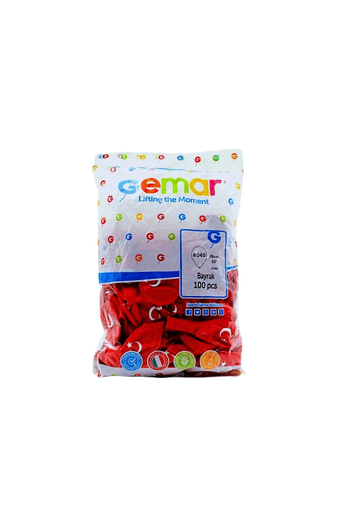 70022024 Gemar Bayrak Baskılı Balon 100 Adet 26 Cm - Türk Bayraklı Balon 100 Adet