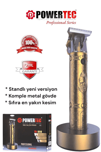 7BxV2ebjnM Powertec Tr-1818 Şarjlı Tıraş Makinesi Saç-Sakal-Ense-Vücut Lazer Epilasyon Öncesi