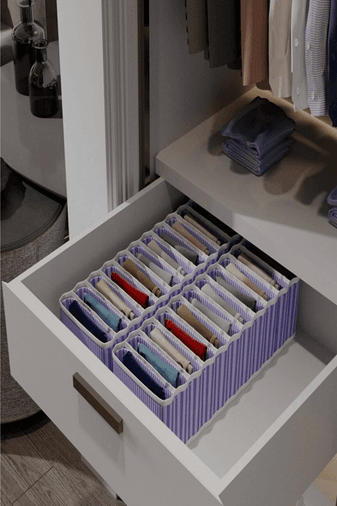 8 Bölmeli Dolap ve Çekmece Içi Düzenleyici Akordiyon Organizer L-00517 (1 Adet) ( Lisinya )