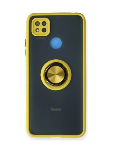 8683140195427-BLNC Redmi 9C Kılıf Montreal Yüzüklü Silikon Kapak - Sarı Diğer