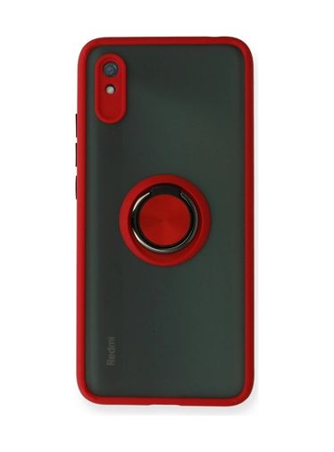 8683140195526-BLNC Redmi 9A Kılıf Montreal Yüzüklü Silikon Kapak - Kırmızı Diğer