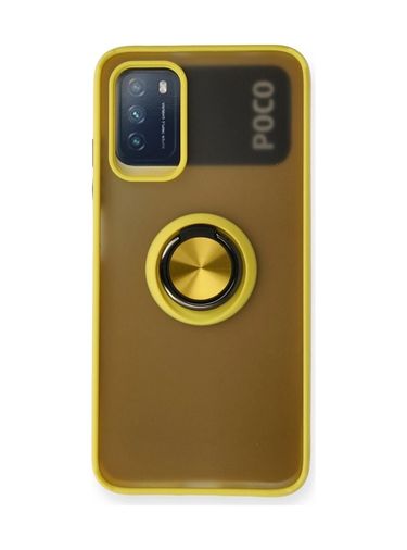 8683140195786-BLNC Redmi 9T Kılıf Montreal Yüzüklü Silikon Kapak - Sarı Diğer