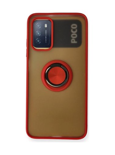 8683140195816-BLNC Redmi 9T Kılıf Montreal Yüzüklü Silikon Kapak - Kırmızı Diğer