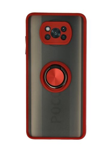 8683140223649-BLNC Pocophone X3 Kılıf Montreal Yüzüklü Silikon Kapak - Kırmızı Diğer