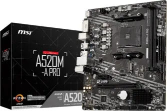 A520M-A PRO AM4 DDR4 4600 (OC) DVI HDMI M.2 USB3.2 mATX