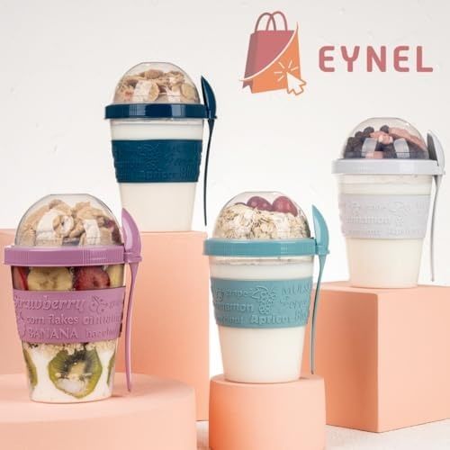 Aa Plastik 57855210125268580184975 Renkli Take And Go Kaşıklı Hazneli Meyveli Yoğurt Kabı Piknik Iş Atıştırmalık Diyet Müsli Granola Süt Bardağı Gece Mavisi Bakır