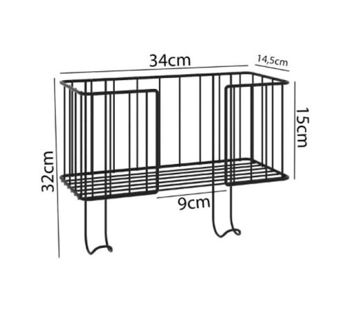 Abc Farben 57855210125206580184975 Kapı Arkası Ütü Masası Askı Aparatı, Metal Tel Sepetli, Siyah, 34X14,5X15 Cm Diğer