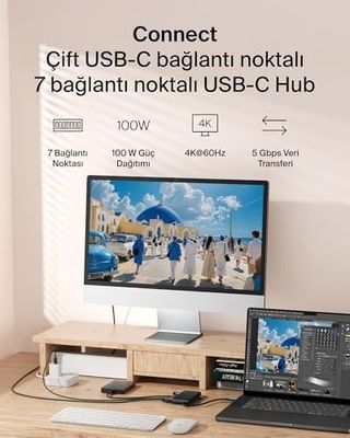 Acasis 132736673 Usb-C Hub, 7 Portlu, 60 Hz De 4K Hdmı Ekran Desteği, Sd Ve Microsd Yuvaları, 100W Güç İletimi, 5Gbps Veri Aktarımı, Macbook, İpad Pro, Chromebook İçin Usb-C Çoklu Port Adaptörü, Hdmı 2.0, Siyah