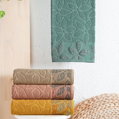 Aceylan 57855210125735680184975 Home Dolce Jakarlı Havlu 70X140-Yeşil 4 Renk