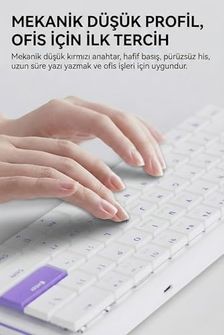 Acil Pano 131612415 Nkl61 60% Mekanik Klavye 61 Tuş Düşük Profil Kablolu Kompakt Gaming Ve Ofis Klavyesi Kırmızı Linear Switch 22 Tuş Anti Ghosting Abs Keycaps Nkl61 Beyaz Mor Red Switch