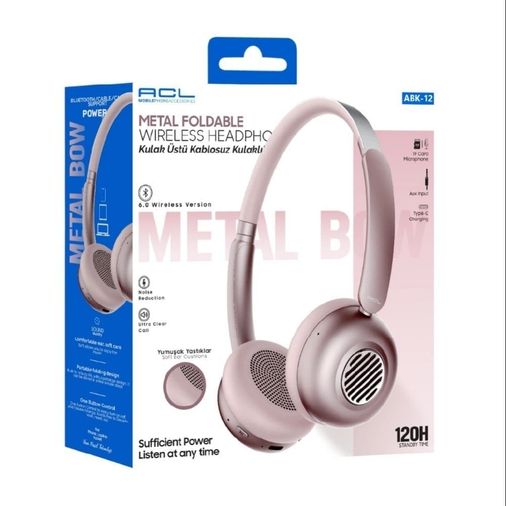 ACL Abk-12 Wireless V6.0 Metal, Katlanabilir 300Mah Bataryalı Kablosuz Kulaklık