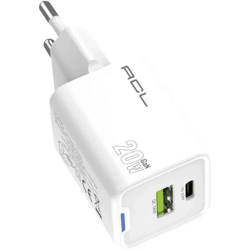 ACL Ac-103 20Watt, Pd3.0 + Qc3.0, 1Xusb-A 1Xusb-C Çıkışlı Duvar Şarj Aleti