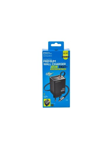 ACL Ac-121 Gan Teknolojili 65W Hızlı Şarj Aleti | Dahili Kablo | Usb-A + Usb-C