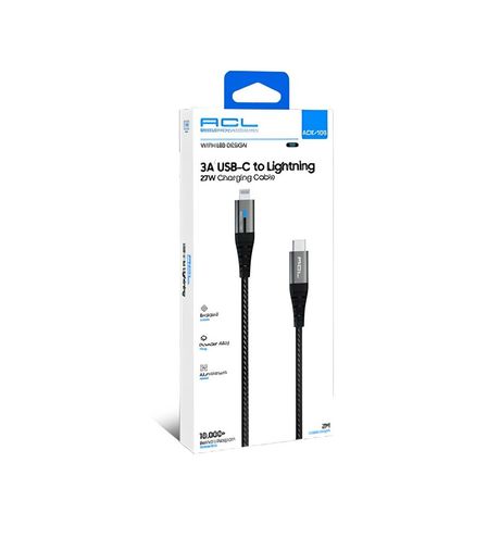 ACL Ack-105V 3A 27 W 2 Mt Usb-C To Lightning Led Işıklı Uyumlu Usb Şarj Kablosu