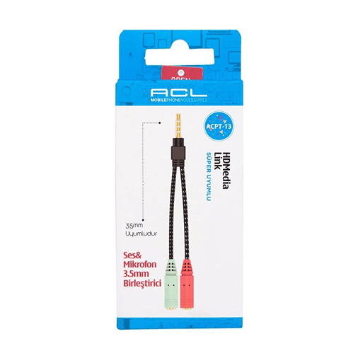 Acl Acpt-13 Ses-Mikrofon 3.5Mm Jack Birleştirici Aparatı