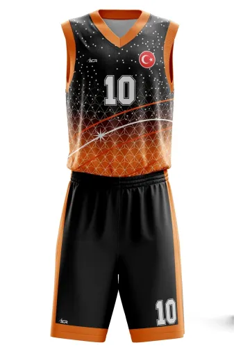 ACR Giyim Tekstil Forma Baskı ACRBSB2402 Basketbol Forması  Kişiye Özel Basketbol Forması Alt Üst Takım Hediyelik Forma B2402 Turuncu Siyah