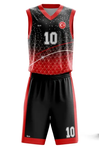 ACR Giyim Tekstil Forma Baskı ACRBSB2402 Basketbol Forması Kırmızı & Siyah Model B2402 - Kişiye Özel İsim Ve Numara Yazılabilir Dijital Baskı