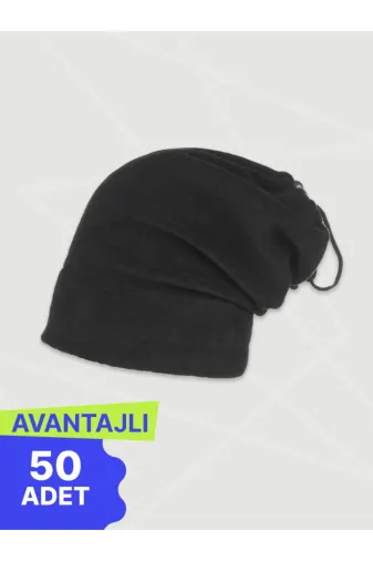 ACR Giyim Tekstil Forma Baskı ACRPolarBere50 Siyah Polar Bere Ve Boyunluk - 50'li Paket | Soğuk Havalara Özel Termal Koruma