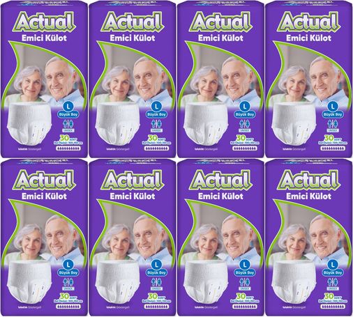 Actual Emici Külot Yetişkin Bezi L - Large - Büyük (Islaklık Göstergeli) 240 Adet