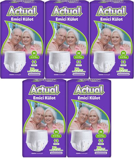 Actual Emici Külot Yetişkin Bezi M - Medium - Orta (Islaklık Göstergeli) 150 Adet
