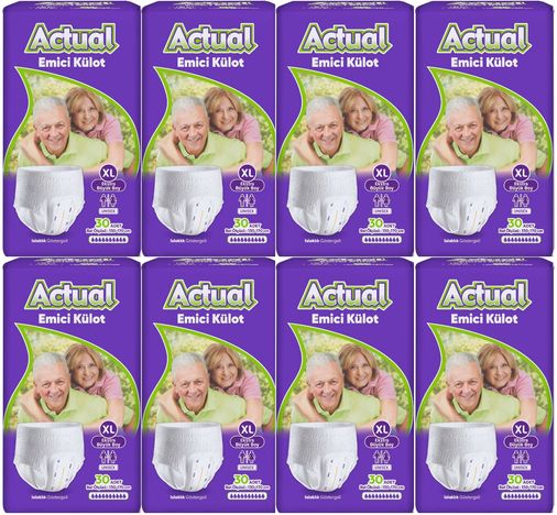 Actual Emici Külot Yetişkin Bezi XL - Extra Large - Ekstra Büyük (Islaklık Göstergeli) 240 Adet