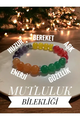ADARA Takı ve Aksesuar ADRD1002 Mutluluk Çakra Bilekliği Ametist, Yeşim, Lal, Güneş Taşı, Sitrin Kuvars