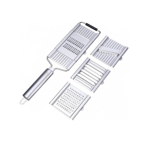 ADDA 131621284 4 Bıçaklı Metal El Rendesi Mandolin Tipi Çok Amaçlı Rende Ve Dilimleyici, Peynir Sebze Meyve Doğrayıcı, Paslanmaz Çelik Gövde, Ergonomik Saplı Pratik Mutfak Aleti