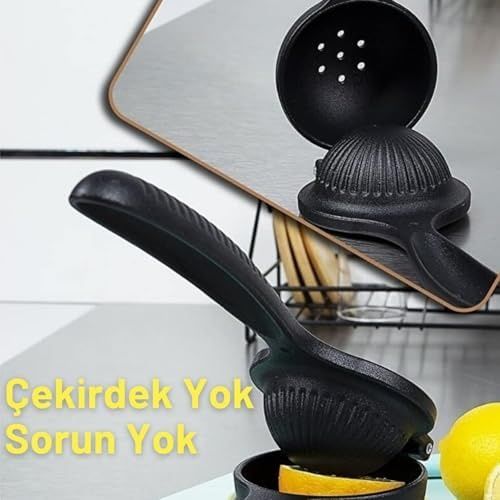 Aea94 131335625 Döküm Limon Sıkacağı Siyah Metal Narenciye Sıkacağı - Manuel Limon Mandalina Ve Portakal Sıkacağı - Limon Presi Büyük Boy Sıkacak - Metal El Limon Sıkacağı 420Ml Beyaz