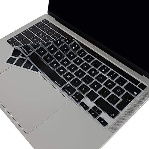 Aebo 131612103 Macbook Pro Türkçe Q Klavye Koruyucu Eu Uk Iso Enter A2338 M1 M2 A2251 A2289 A2141 Uyumlu İnce Siyah Silikon Keyboard Cover Touch Bar 13 İnç 16 İnç Siyah