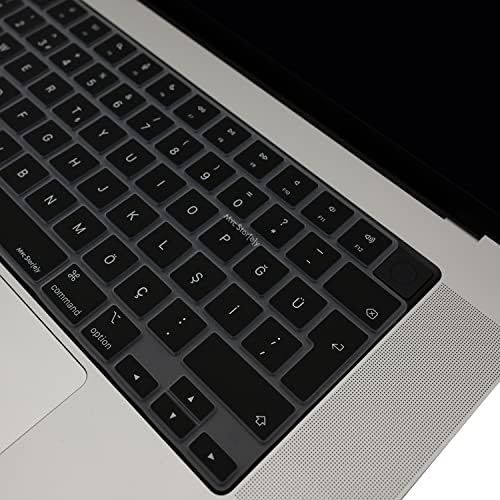 Aebo 131612473 Macbook Türkçe Q Klavye Koruyucu M1-M5 Air 13.6 A2681 A3113 A3240 A3449 Pro 14 A2442 A3426 A3434 Pro 16 A2485 A3429 Neo 13 Ultra İnce Silikon Keyboard Cover Touch Id Protector Siyah