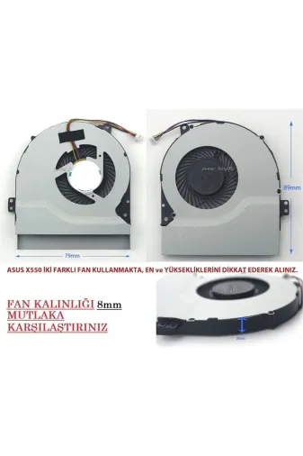 Afila NF-KR50001.V1.1Zx1y5 Asus X450L, X450Lc, X450Ld, X450M, X450V Cpu Fanı Ver.1 (7-8Mm)