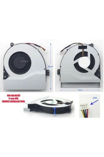 Afila NF-KR50001.V2.1Zx1y13 Asus X552E, X552Ea, X552Ea-Sh41, X552Ep Cpu Fanı Ver.2 (11-12Mm)