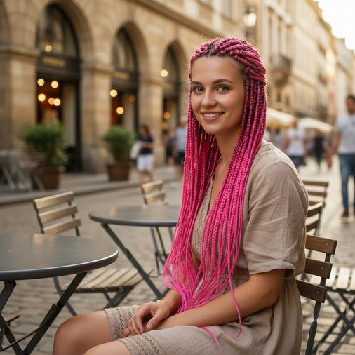Afrika Örgüsü Ve Rasta İçin Sen / Açık Fuşya