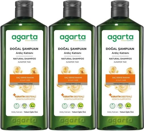 Agarta Doğal Şampuan 400 ML Ardıç Katranı ve Keratin (3 Lü Set)