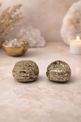 Agatella Tasarım 6454324df Doğal Pirit Taşı (Pyrite) 2 Li Set– Şans Ve Bolluk Enerji Taşı Dekoratif Doğal Taş