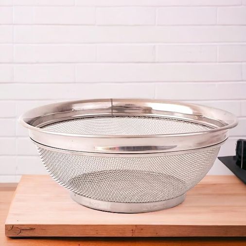 Agu Baby 133242799 Paslanmaz Çelik Kulpsuz Süzgeç 26Cm, Paslanmaz Pirinç Süzgeci, Paslamaz Çelik Mutfak Süzgeci Açık Gri