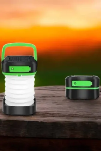 Ahşap Standlı Katlanabilir Solar Kamp Lambası 1200 Mah