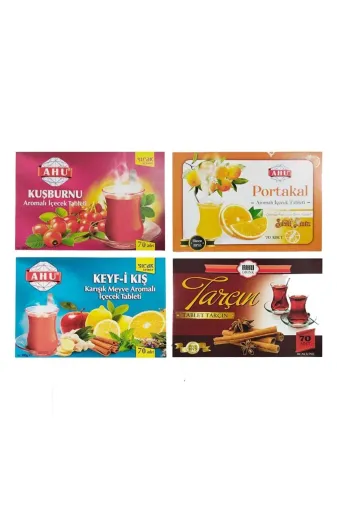 AHU AHU-GD-00001013 Karışık Lezzet 4 Farklı Aromalı Tablet İçecek 70 Adet 500 Gr.x 4 Adet
