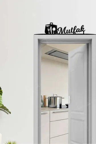 AHWALL 8685626377396 Mutfak Yazılı Ahşap Kapı Ve Ayna Üstü Köşe Süsü