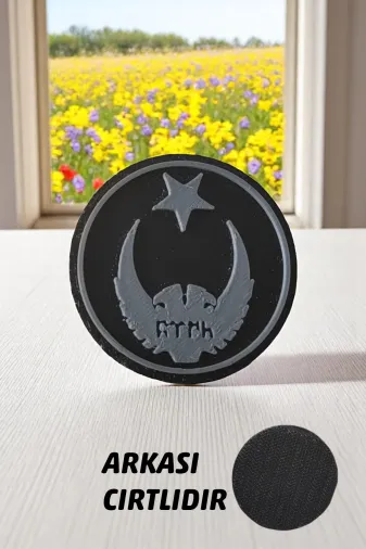AHWALL AHWPTCH00001 Çift Başlı Kartal Türk Yazılı Yeni Nesil 3D Baskı Arkası Cırtlı Patch/peç/arma (5X5 Cm)