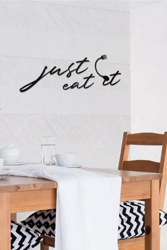 AHWALL AW00201 Just Eat It Yazılı Dekoratif Ahşap Tablo