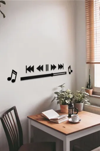 AHWALL AW00249 Müzik Bar Motifli Dekoratif Ahşap Tablo