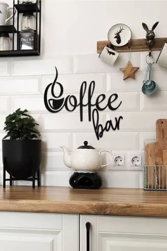 AHWALL AW00255 Coffee Bar Yazılı Dekoratif Ahşap Tablo