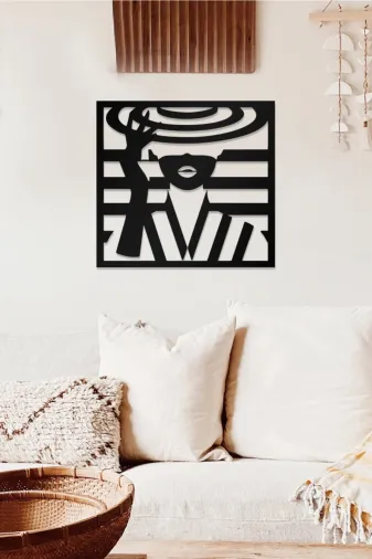 AHWALL AW00361 Şapkalı Kadın Temalı Dekoratif Ahşap Tablo